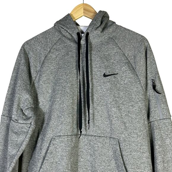 Nike Therma-FIT Hoodie Mens M Gray Pullover Pocket Zip Sleeve Tech Streetwear - Picture 6 of 9